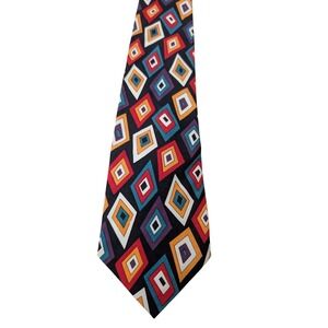 Vintage McGregor Tie  Multicolor Geometric Diamond Cotton Retro Mod USA Made